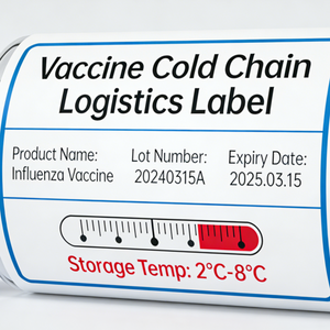 Etiquetas log&iacute;sticas de cadena de fr&iacute;o de papel sint&eacute;tico de vinilo para almacenamiento de viales m&eacute;dicos y vacunas a -50 &deg;C 