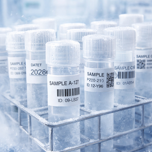 Kryogene mattwei&szlig;e Etiketten f&uuml;r Kryogen- und Gefrierschranketiketten f&uuml;r Biobankfl&auml;schchen und die Identifizierung von Laborproben bei -196 &deg;C