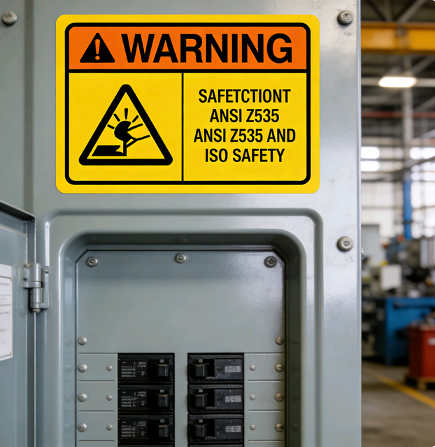Etiquetas de advertencia y seguridad industrial para maquinaria y equipos el&eacute;ctricos