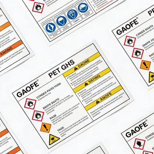 &Eacute;tiquettes adh&eacute;sives fortes imprim&eacute;es pour mati&egrave;res dangereuses en PET et &eacute;tiquettes GHS, autocollants d'avertissement corrosifs/inflammables